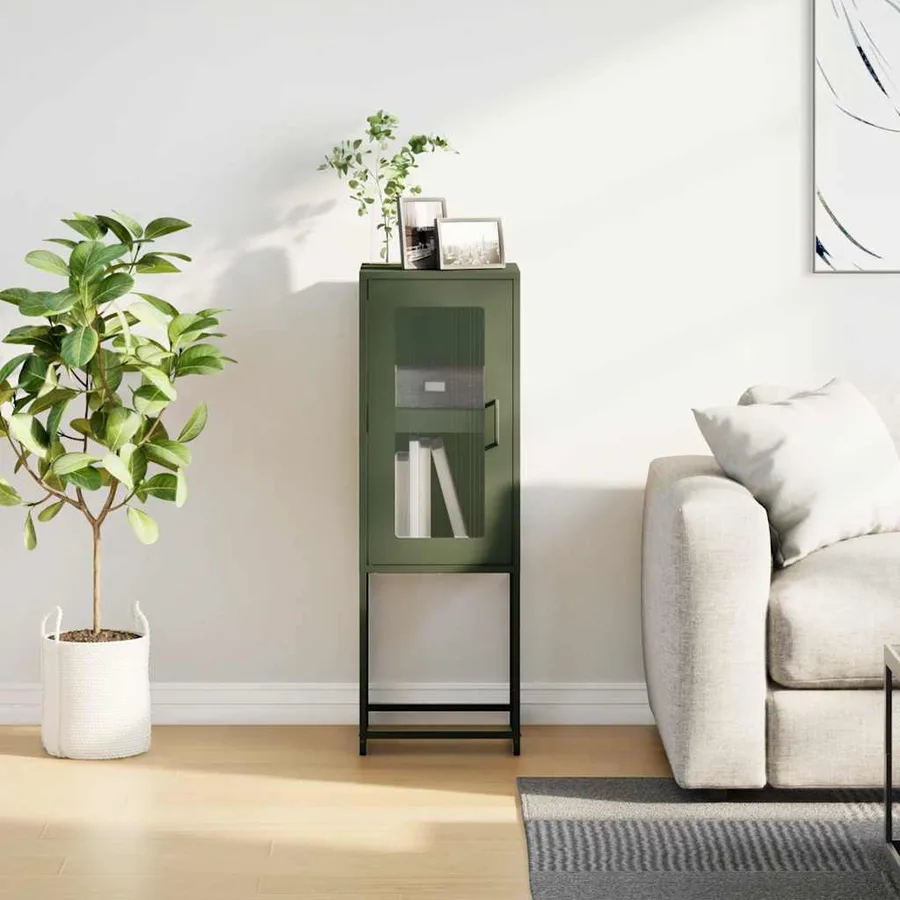 Buffet vert olive 36x39x107 cm acier laminé à froid - 4