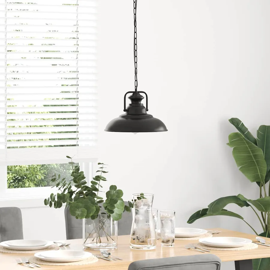 Lampe suspendue E27 noir Ø 31 cm fer - 3