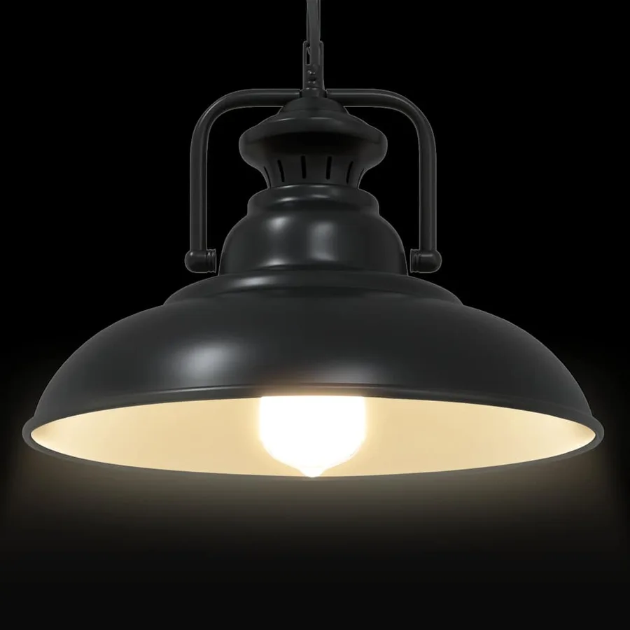 Lampe suspendue E27 noir Ø 31 cm fer - 6