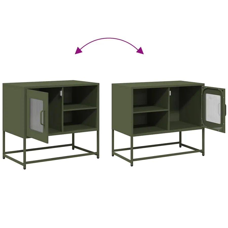 Meuble TV vert olive 68x39x60,5 cm acier - 10