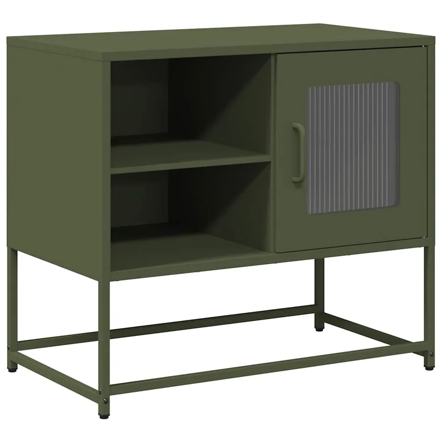 Meuble TV vert olive 68x39x60,5 cm acier - 2