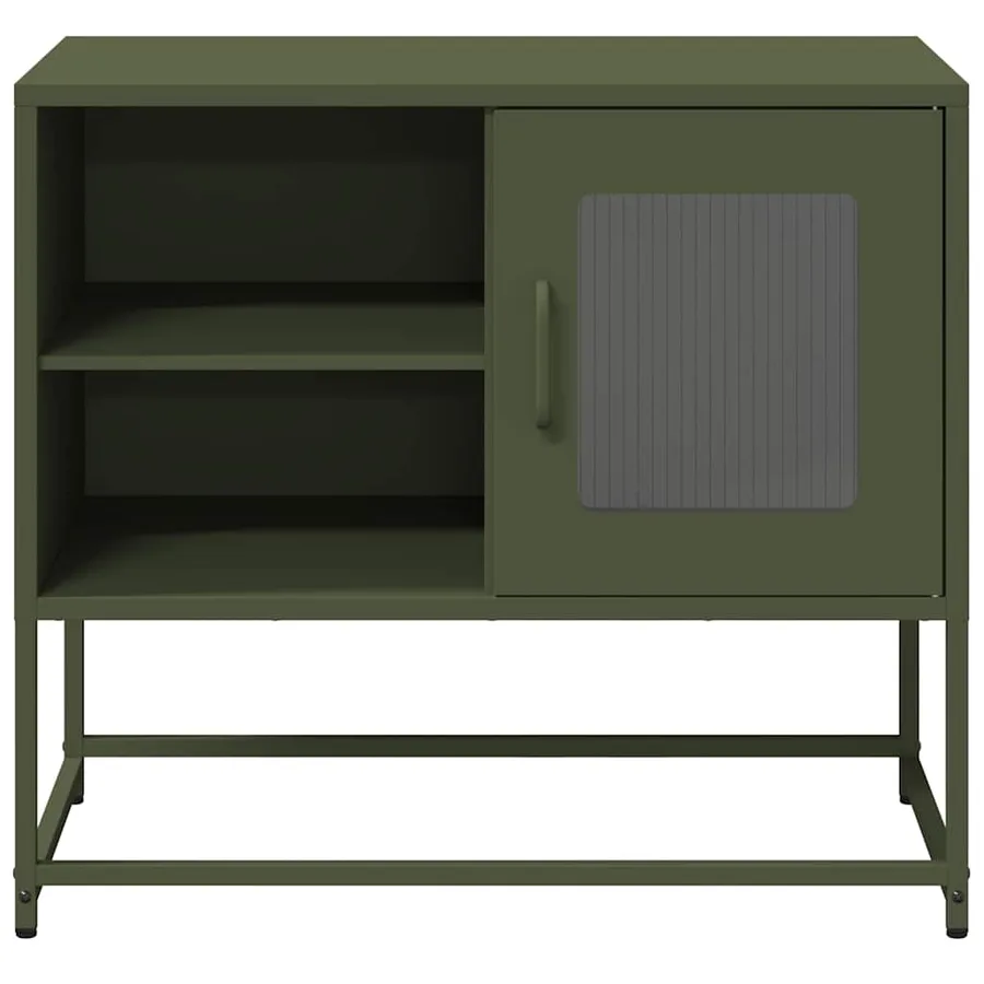 Meuble TV vert olive 68x39x60,5 cm acier - 5