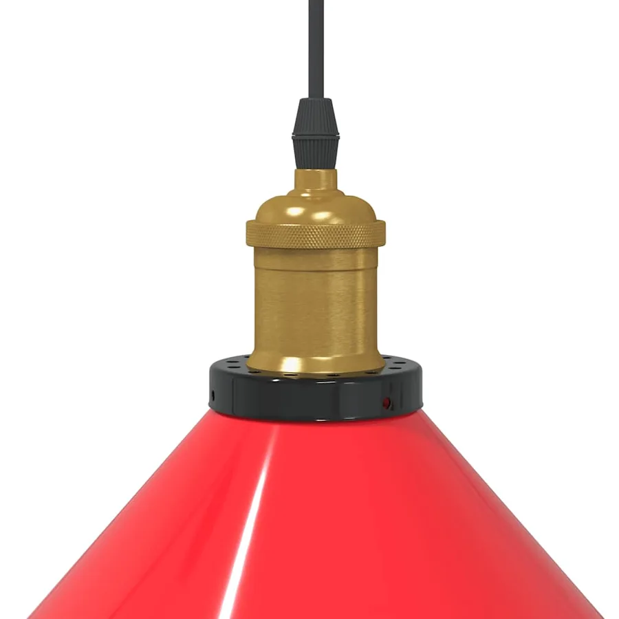 Lampe suspendue réglable hauteur E27 rouge brillant Ø22cm métal - 8