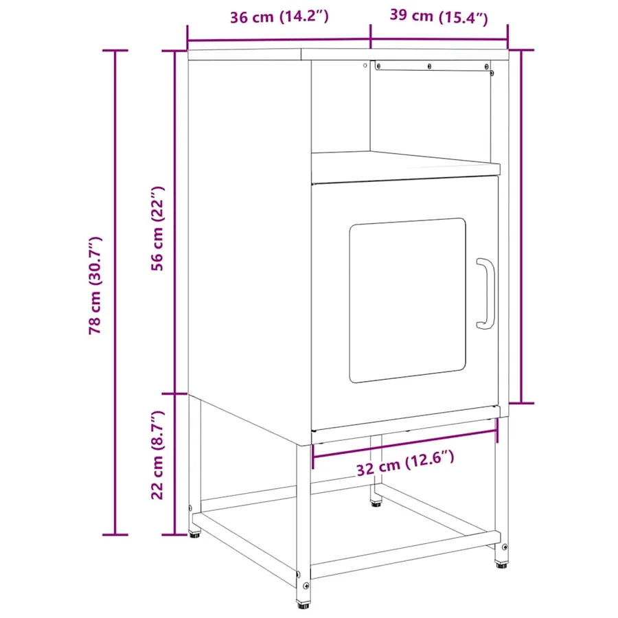 Table de chevet vert olive 36x39x78 cm acier laminé à froid - 14