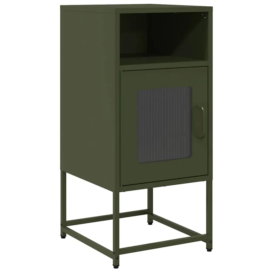 Table de chevet vert olive 36x39x78 cm acier laminé à froid - 2