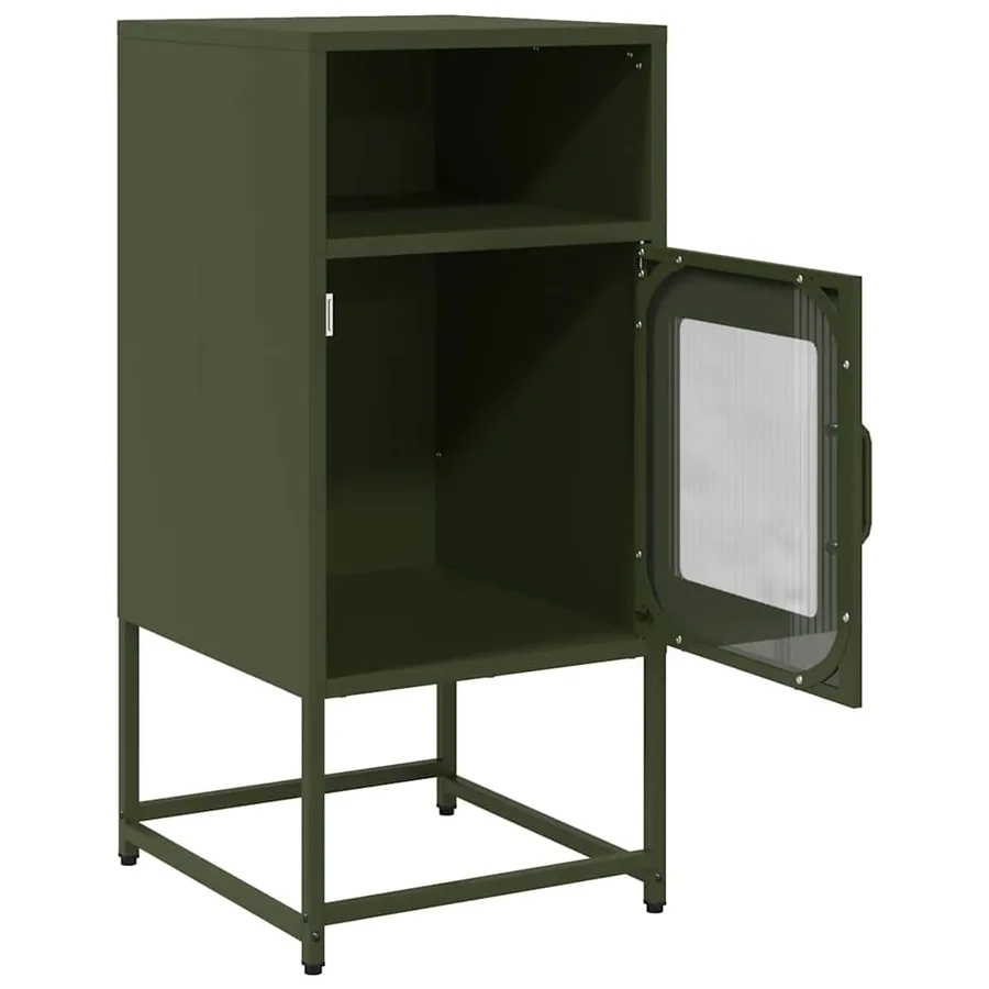 Table de chevet vert olive 36x39x78 cm acier laminé à froid - 5