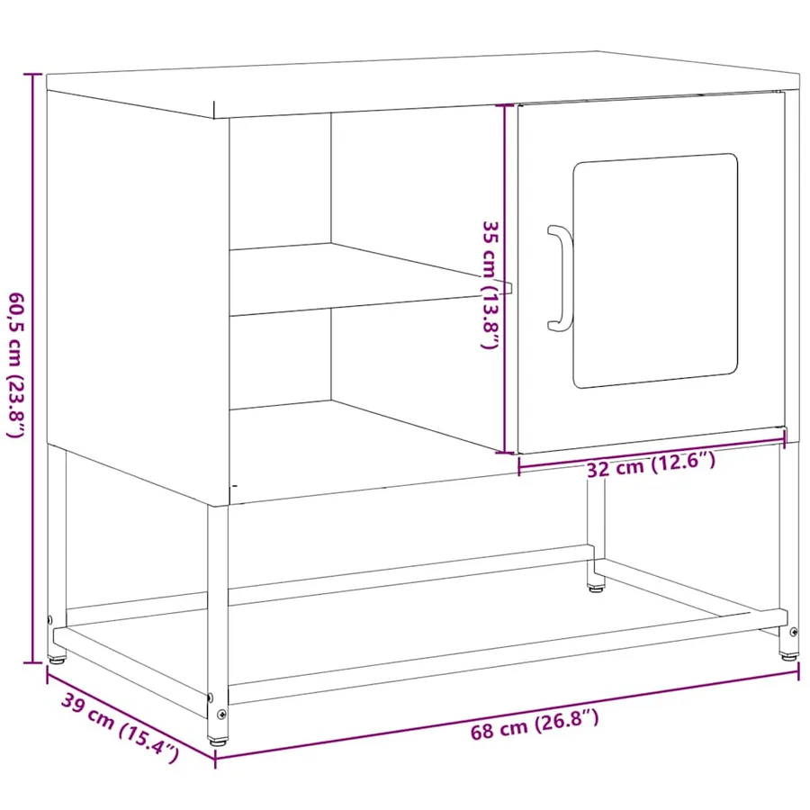 Meuble TV noir 68x39x60,5 cm acier - 14