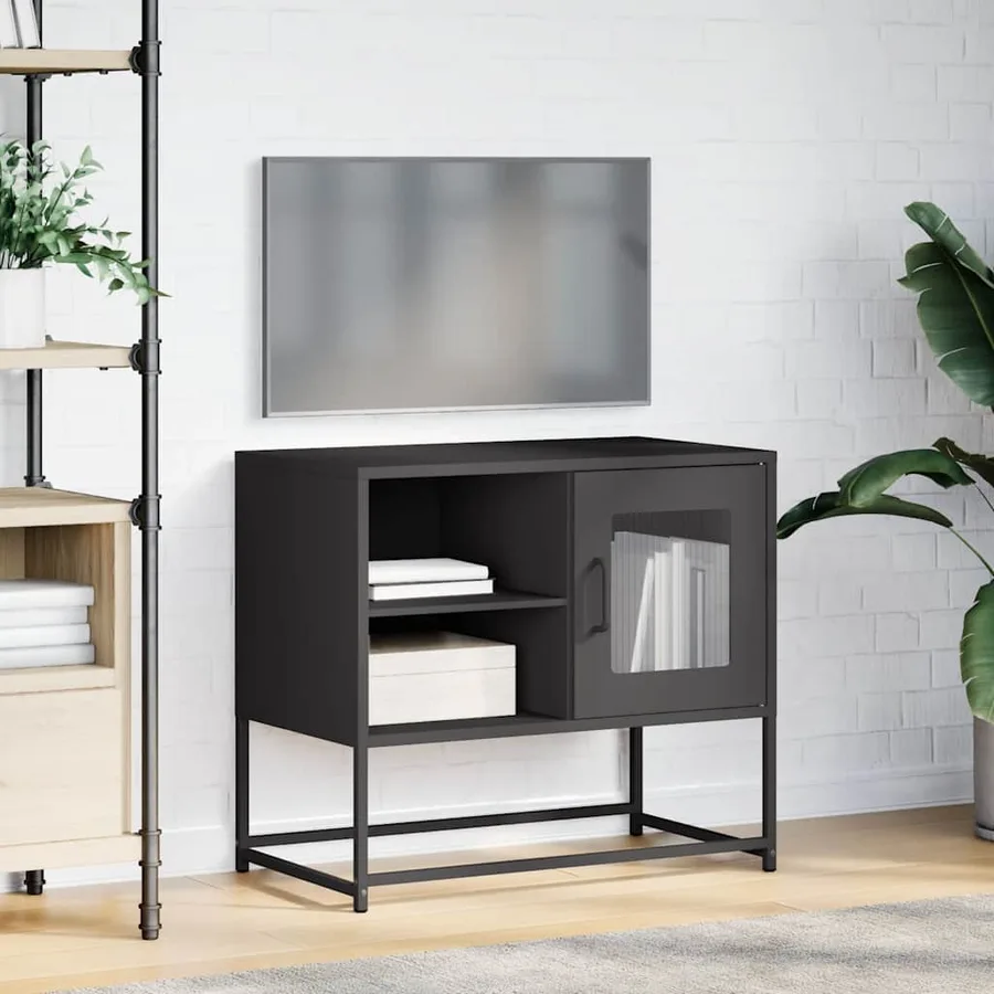 Meuble TV noir 68x39x60,5 cm acier - 4