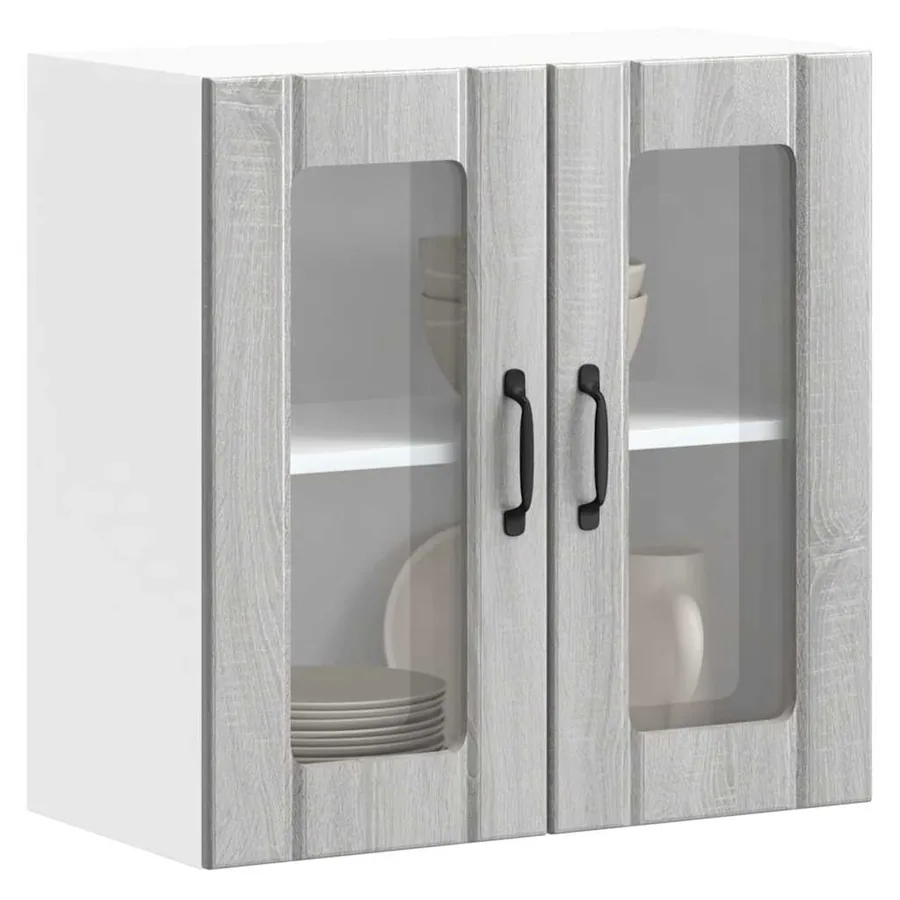 Armoire murale de cuisine et porte en verre Lucca sonoma gris
