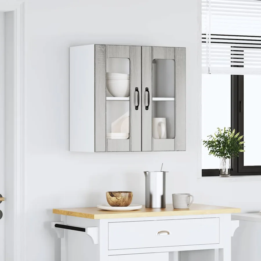 Armoire murale de cuisine et porte en verre Lucca sonoma gris - 3