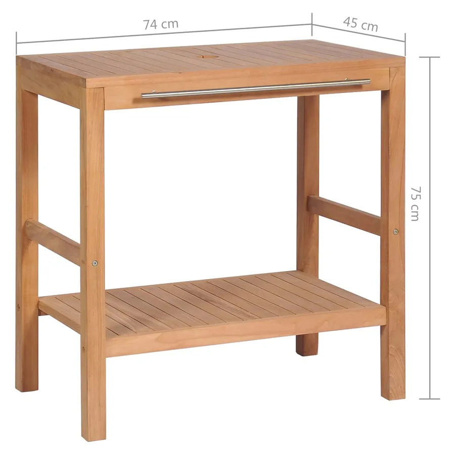 Meuble-lavabo de salle de bains Teck massif 74x45x75 cm - 9