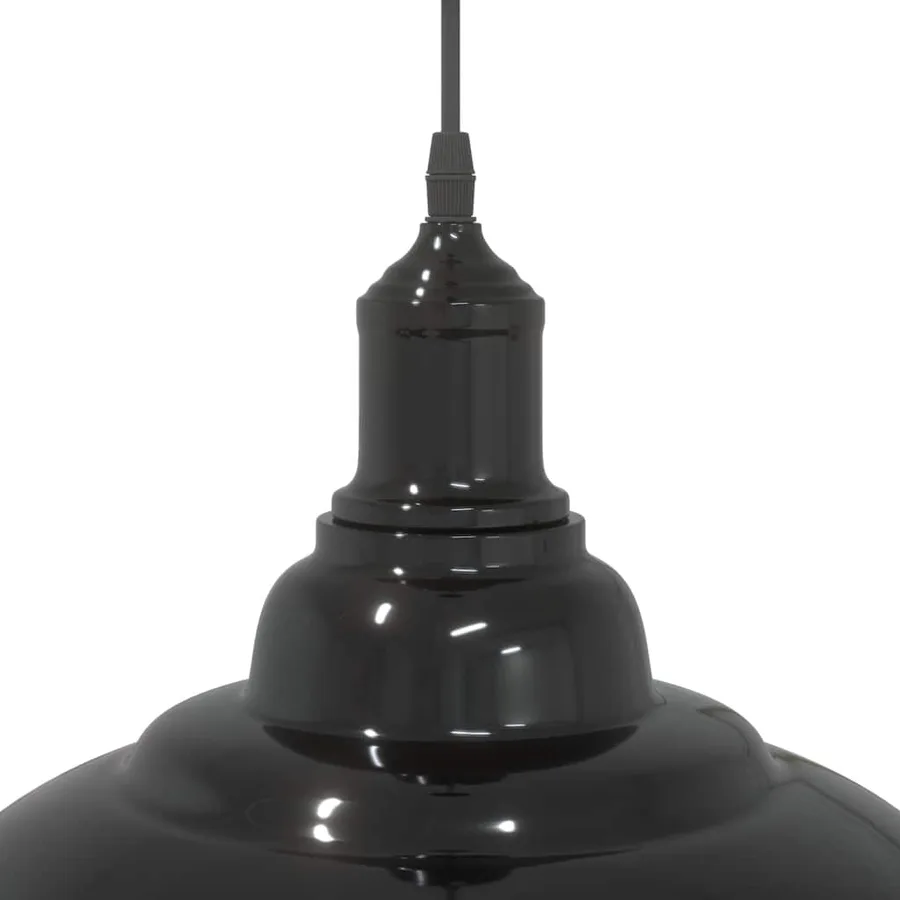 Lampe suspendue réglable hauteur E27 noir brillant Ø 31cm métal - 8
