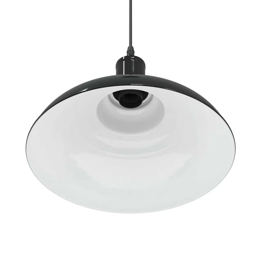Lampe suspendue réglable hauteur E27 noir brillant Ø 31cm métal - 9