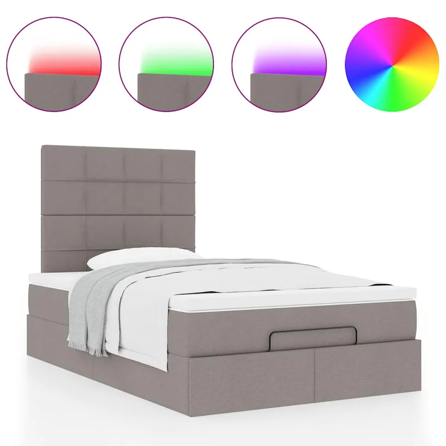 Cadre de lit ottoman avec matelas taupe 120x200 cm tissu - 5