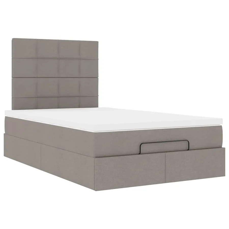Cadre de lit ottoman avec matelas taupe 120x200 cm tissu - 7