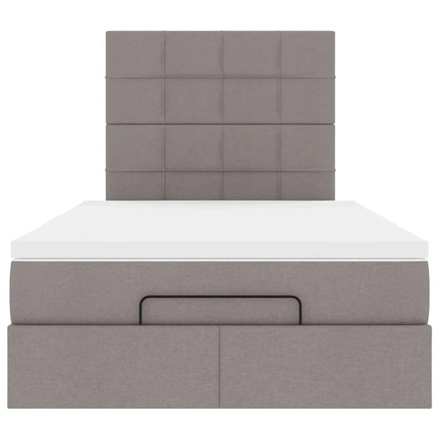 Cadre de lit ottoman avec matelas taupe 120x200 cm tissu - 8