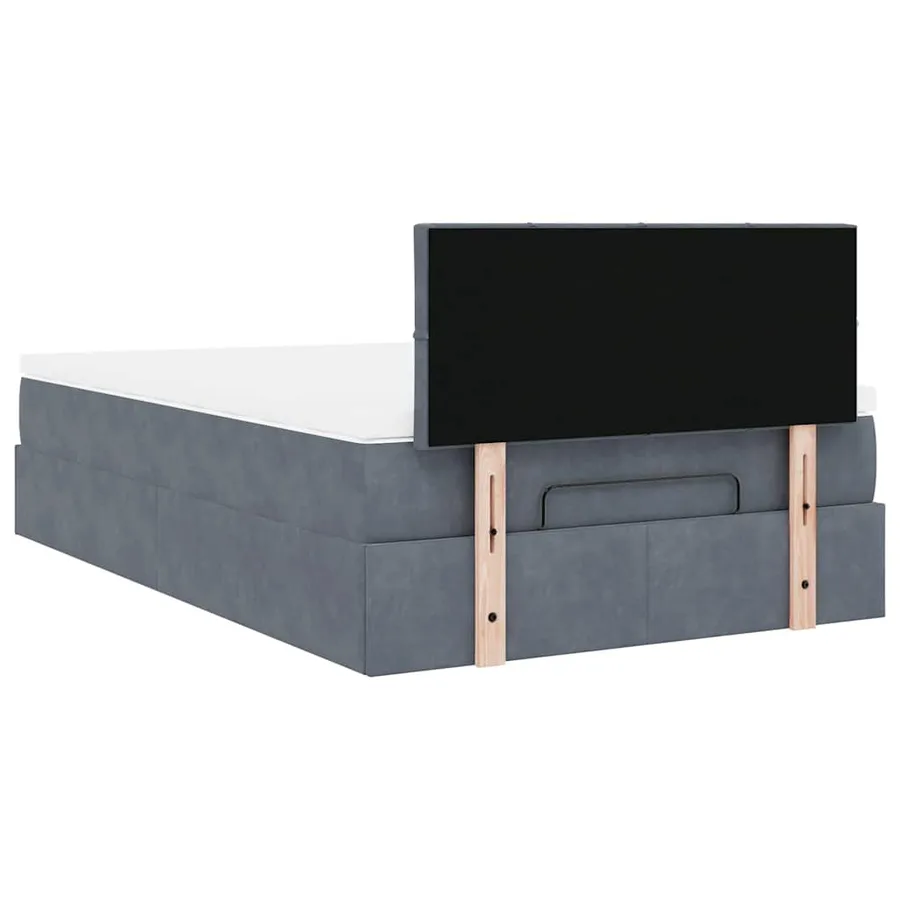 Cadre de lit ottoman et matelas gris foncé 120x200 cm velours - 10