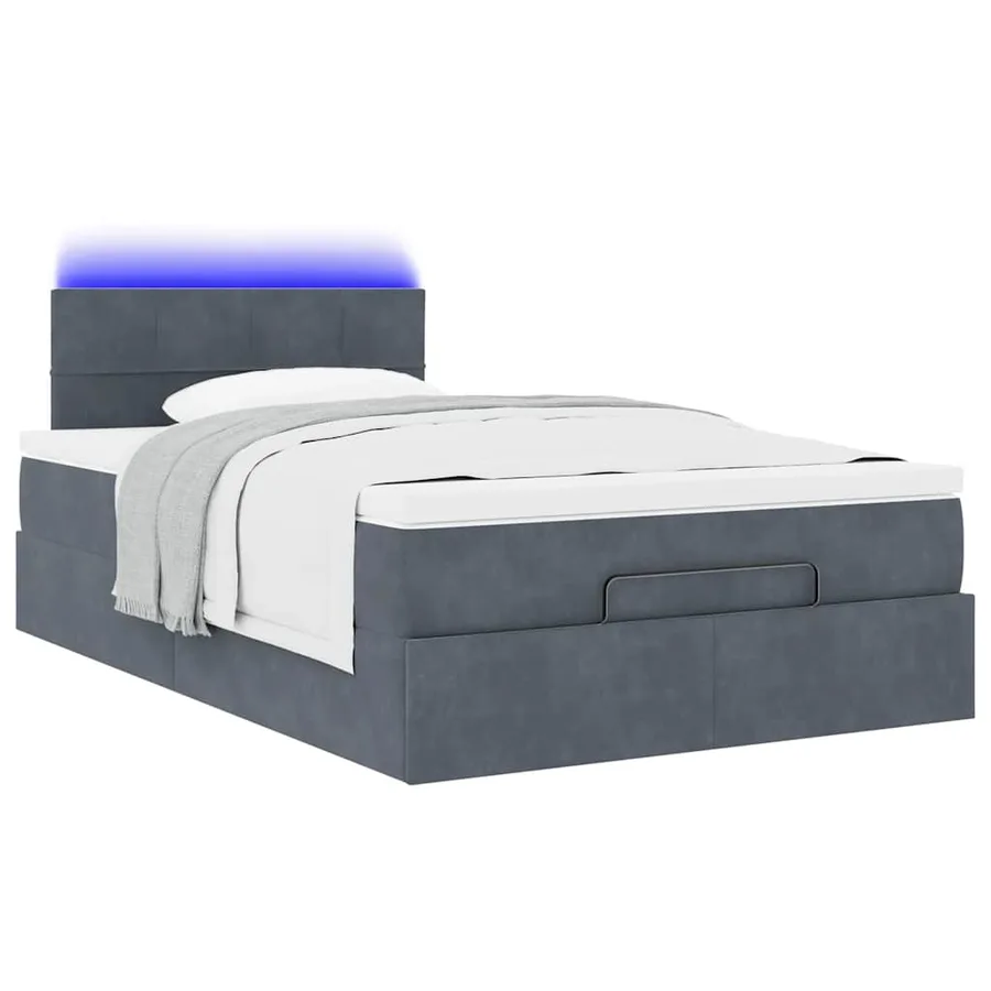 Cadre de lit ottoman et matelas gris foncé 120x200 cm velours - 3