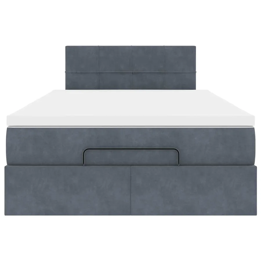 Cadre de lit ottoman et matelas gris foncé 120x200 cm velours - 6