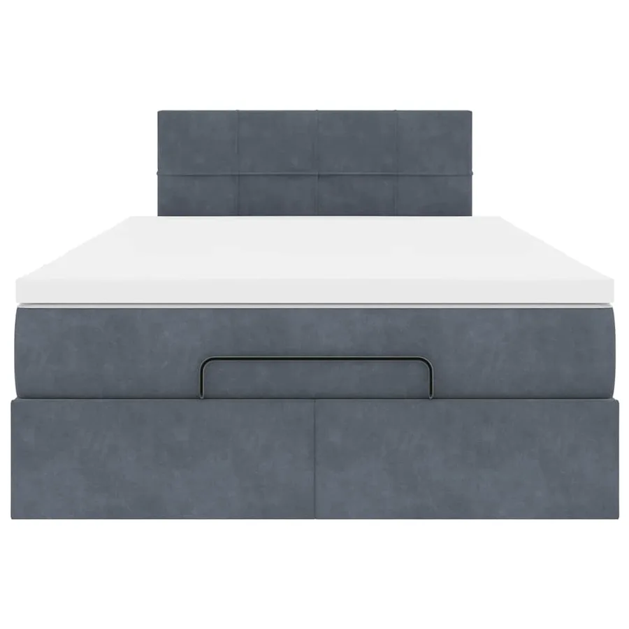 Cadre de lit ottoman et matelas gris foncé 120x200 cm velours - 5