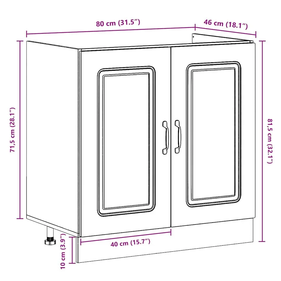 Armoire de cuisine Kalmar Chêne Sonoma 80 x 46 x 81,5 cm - 8