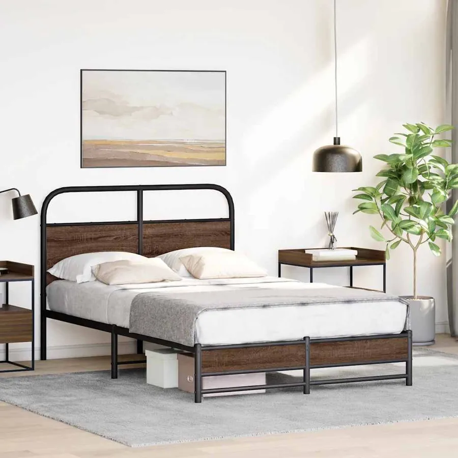 Cadre de lit sans matelas 140x200 cm chêne marron - 4