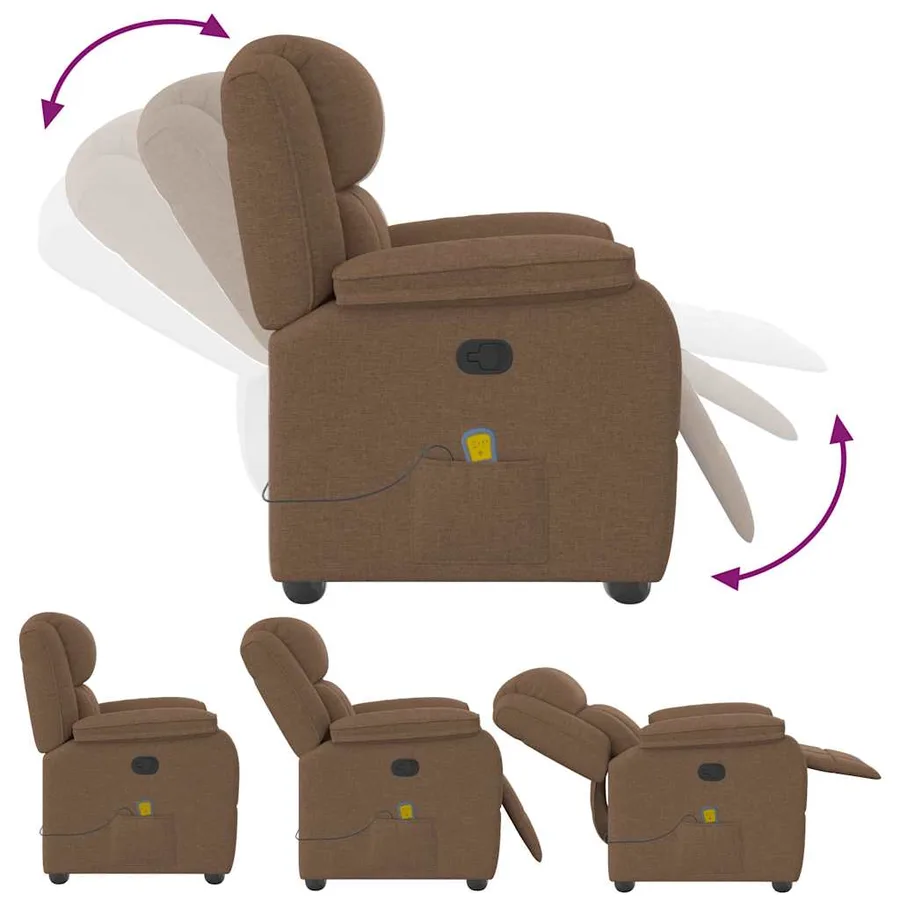 Fauteuil de massage inclinable Marron Tissu - 7