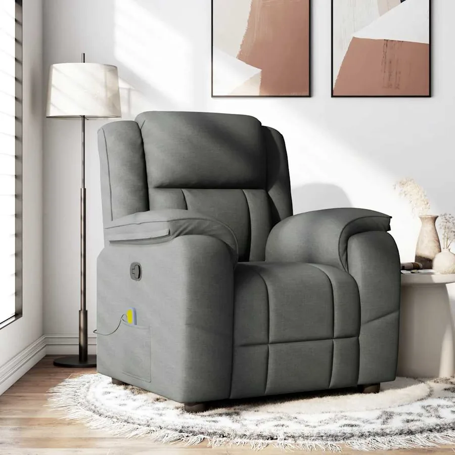 Fauteuil de massage inclinable Gris foncé Tissu - 2