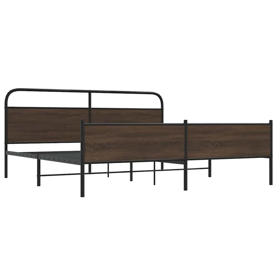 Cadre de lit en métal sans matelas chêne marron 180x200 cm - 3