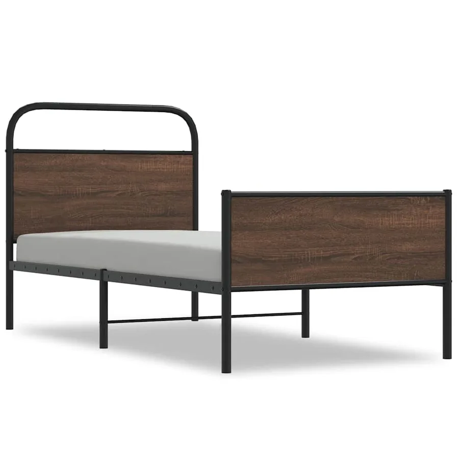 Cadre de lit sans matelas 100x200 cm chêne marron - 2