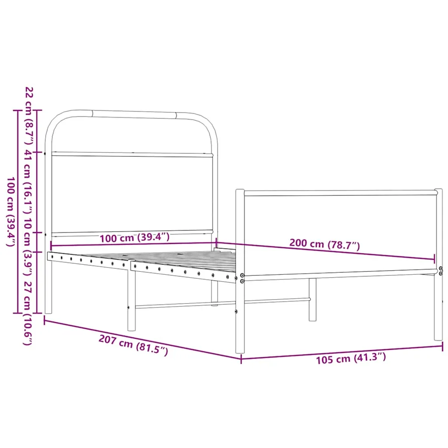 Cadre de lit sans matelas 100x200 cm chêne marron - 9