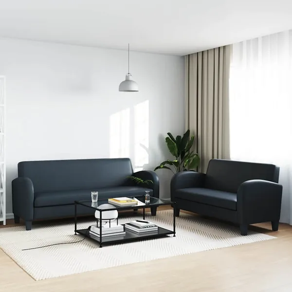 Ensemble de canapés 2 pcs cuir synthétique noir