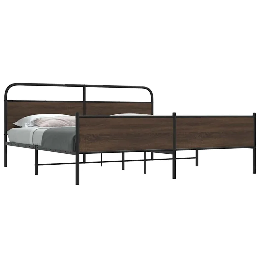 Cadre de lit en métal sans matelas chêne marron 193x203 cm