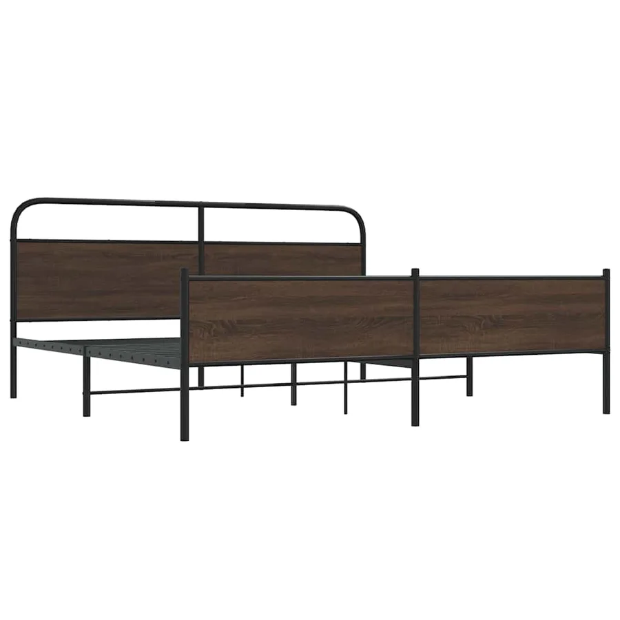 Cadre de lit en métal sans matelas chêne marron 193x203 cm - 3