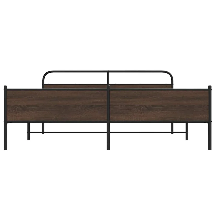 Cadre de lit en métal sans matelas chêne marron 193x203 cm - 5