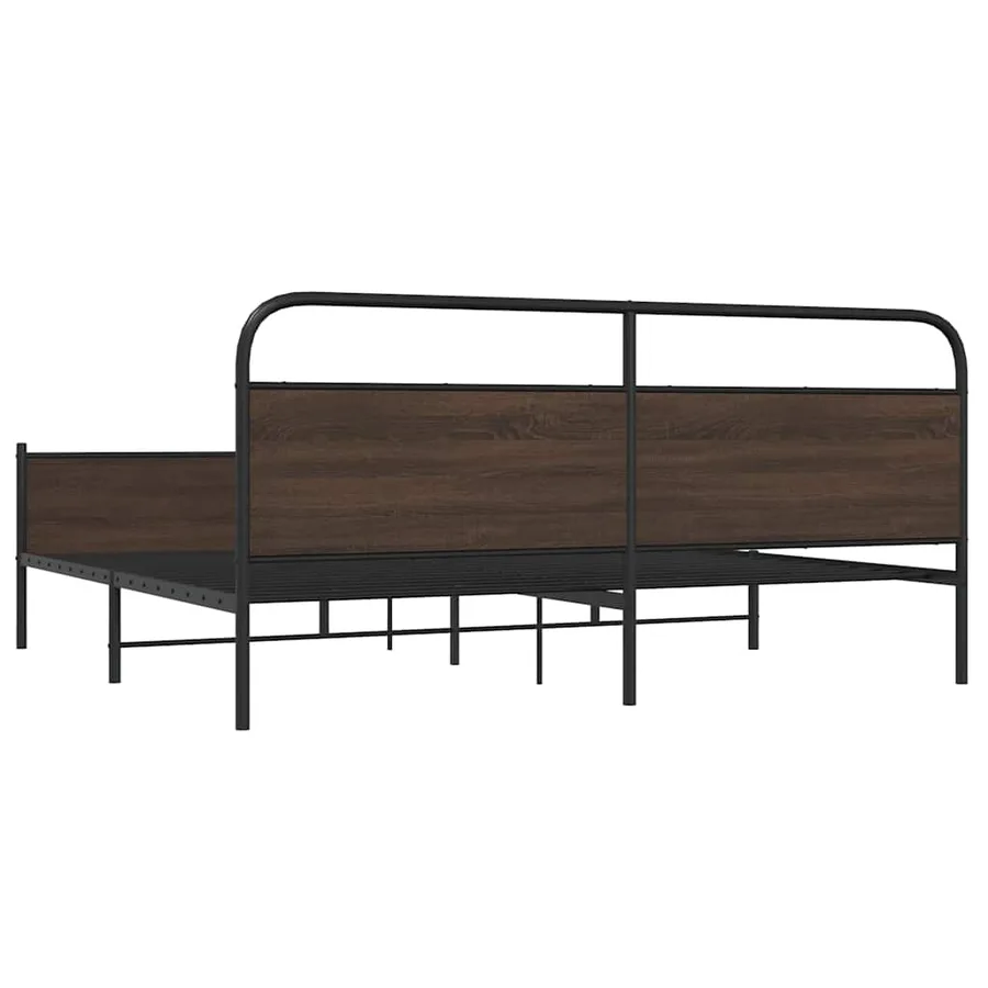 Cadre de lit en métal sans matelas chêne marron 193x203 cm - 7