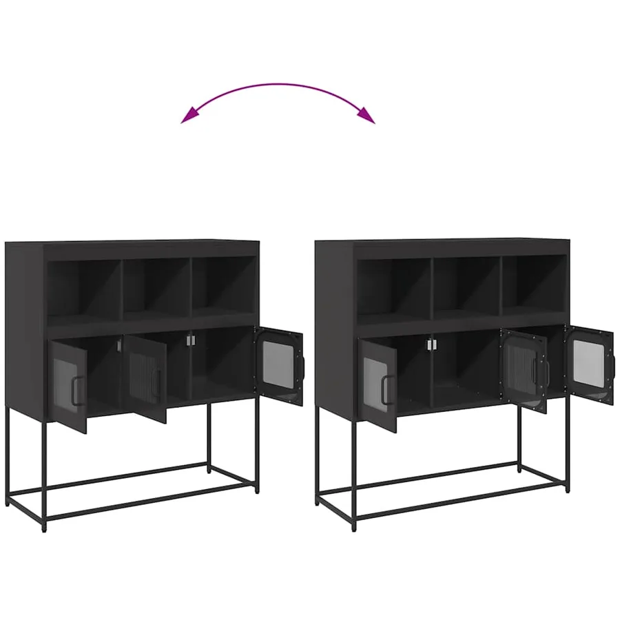 Buffet noir 100,5x39x107 cm acier laminé à froid - 10