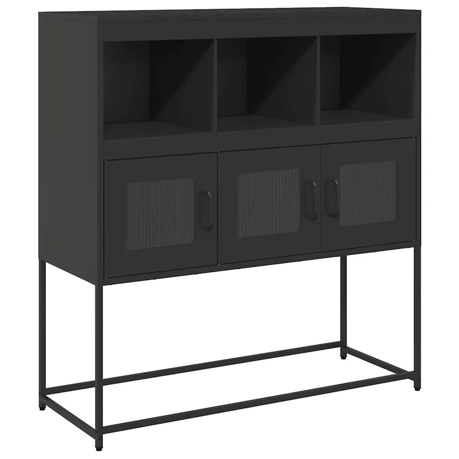 Buffet noir 100,5x39x107 cm acier laminé à froid - 2