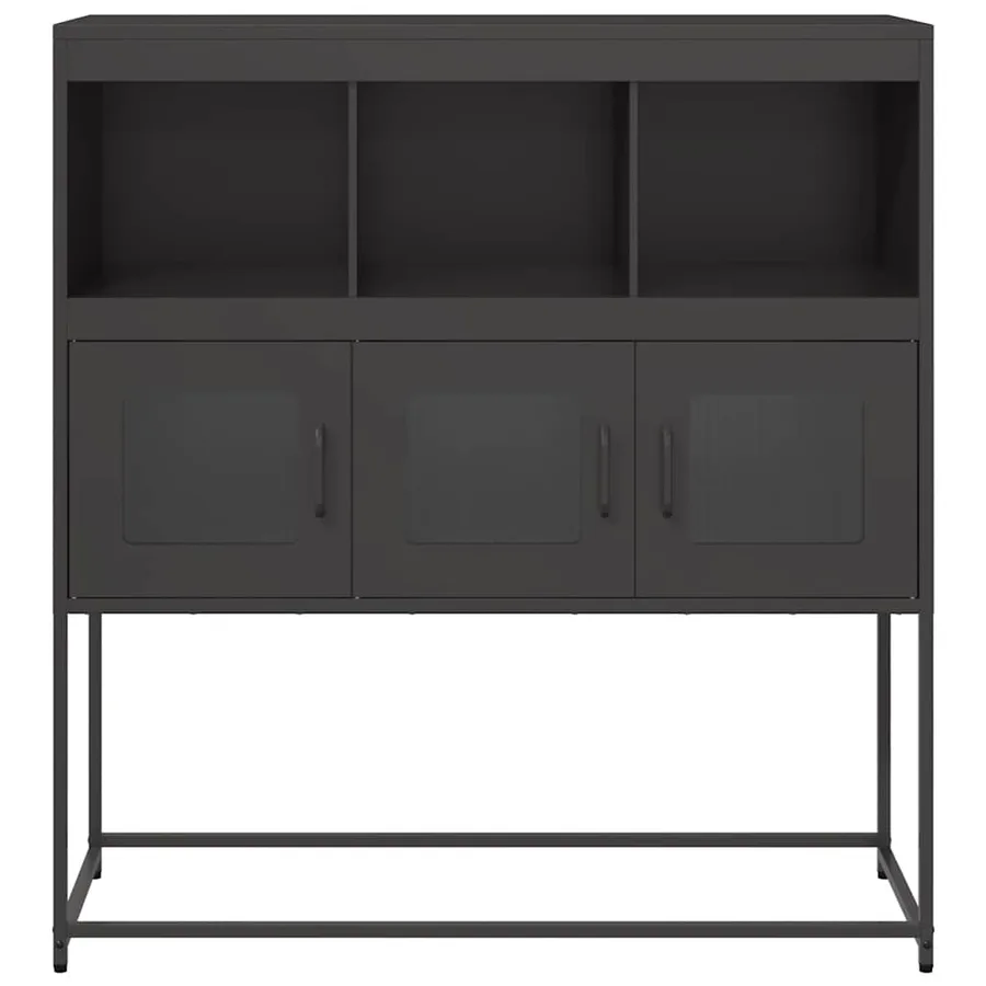 Buffet noir 100,5x39x107 cm acier laminé à froid - 5