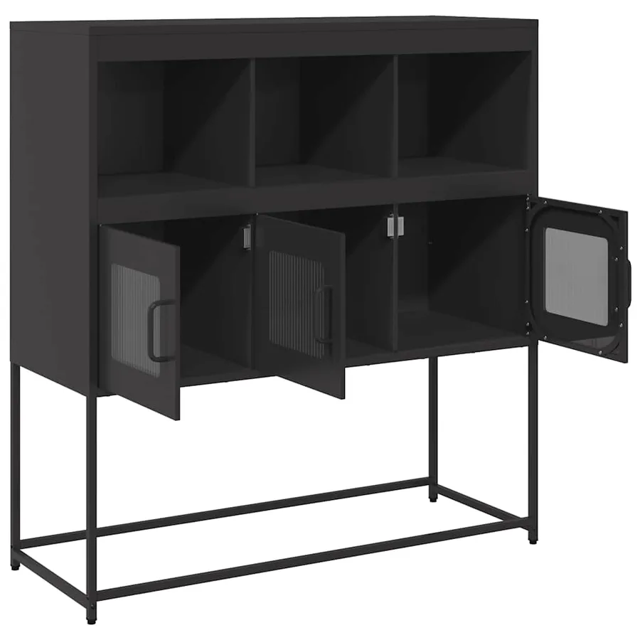 Buffet noir 100,5x39x107 cm acier laminé à froid - 6