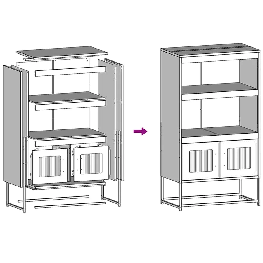Buffet haut blanc 68x39x123 cm acier - 11