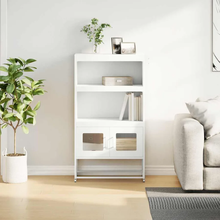 Buffet haut blanc 68x39x123 cm acier - 3