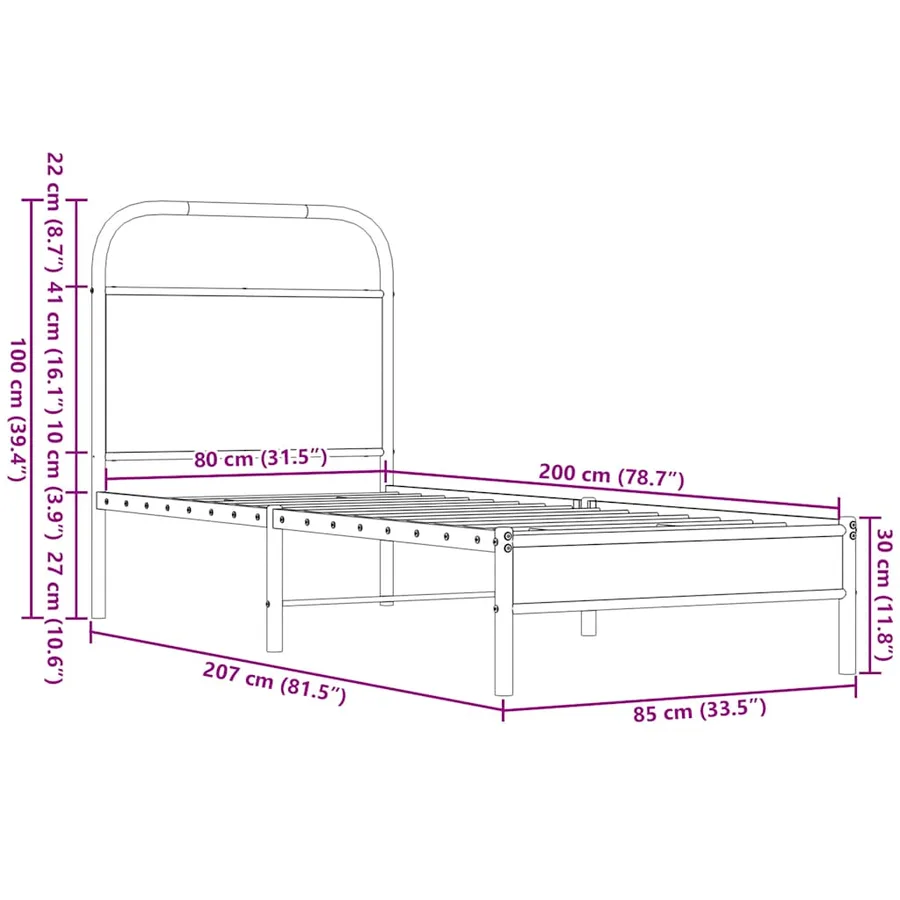 Cadre de lit sans matelas 80x200cm chêne marron bois ingénierie - 9