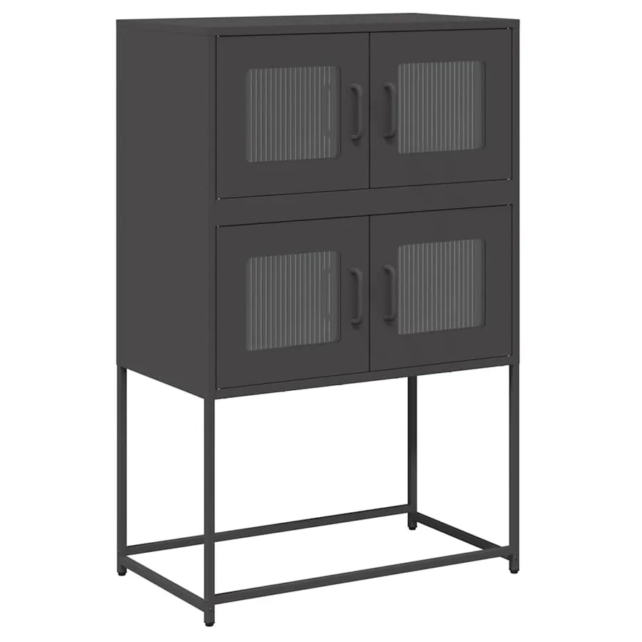 Buffet haut noir 68x39x107 cm acier - 2