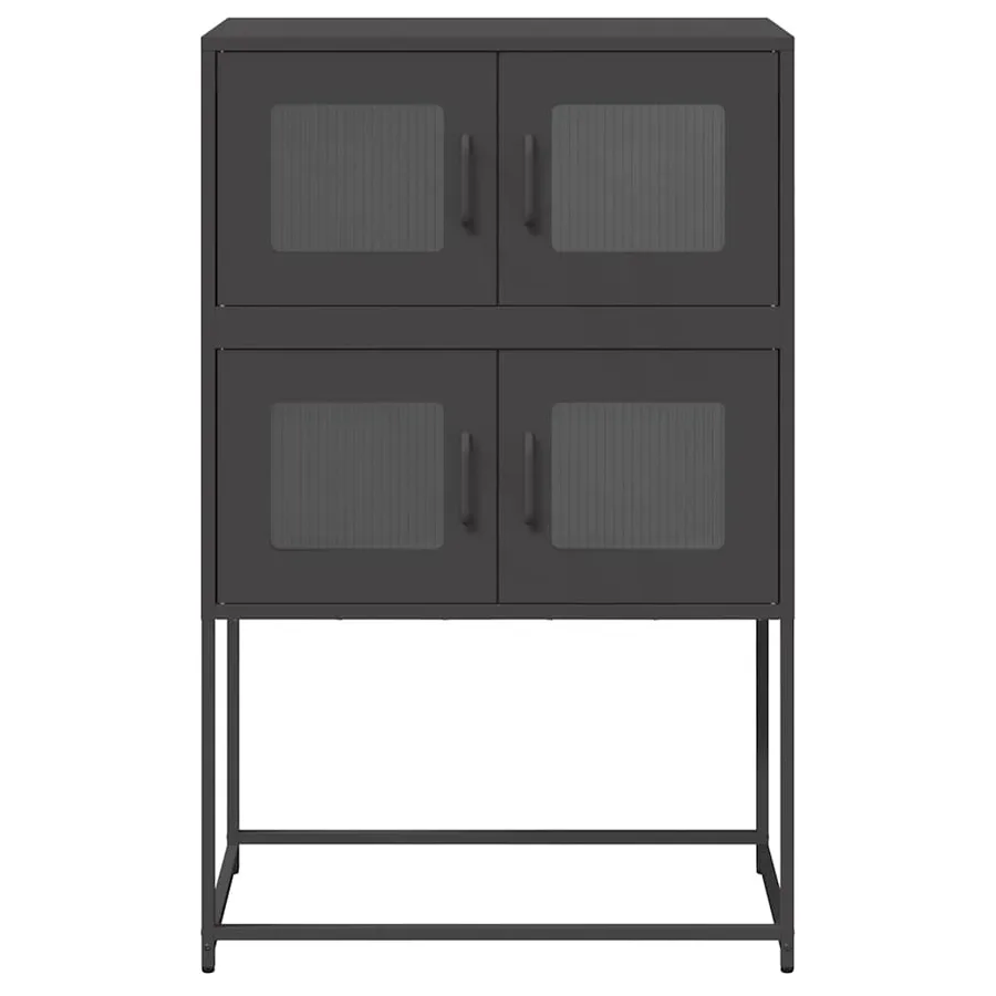 Buffet haut noir 68x39x107 cm acier - 5