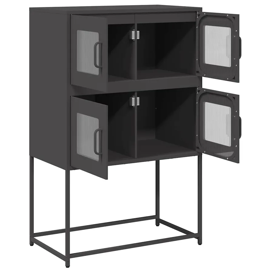 Buffet haut noir 68x39x107 cm acier - 6