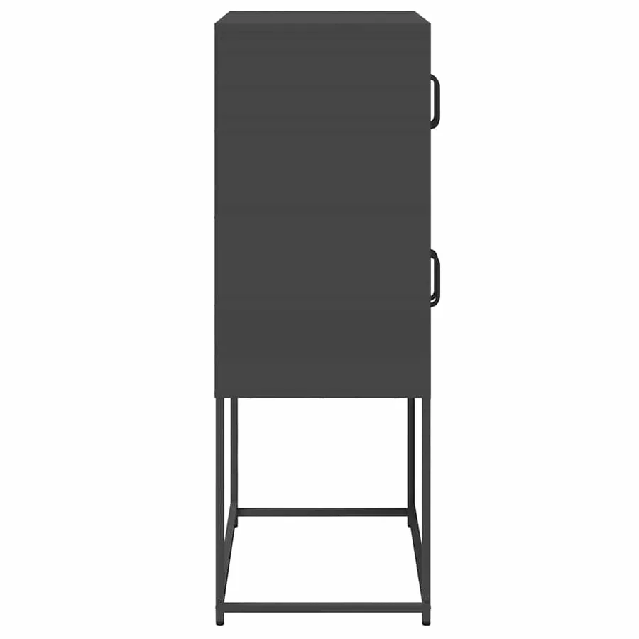 Buffet haut noir 68x39x107 cm acier - 7