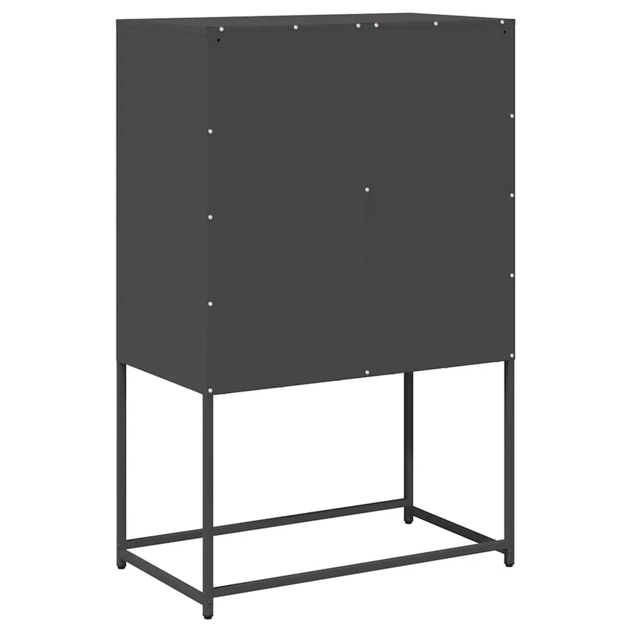 Buffet haut noir 68x39x107 cm acier - 8