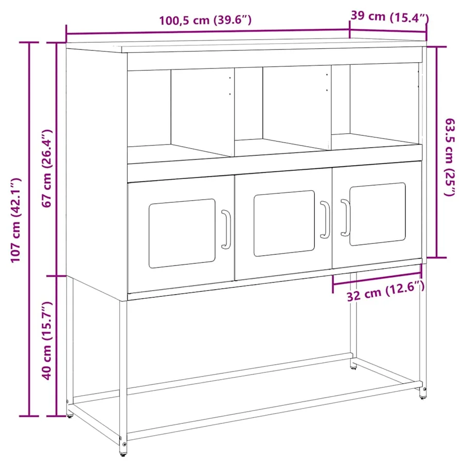 Buffet blanc 100,5x39x107 cm acier laminé à froid - 14