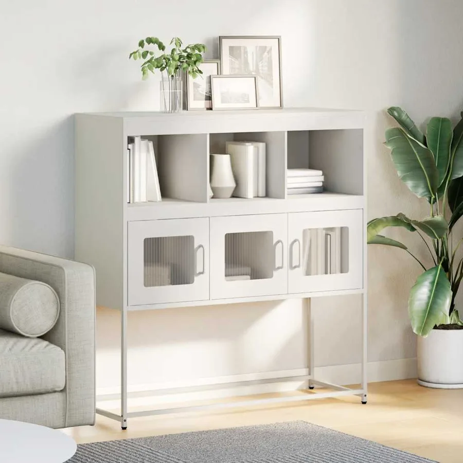 Buffet blanc 100,5x39x107 cm acier laminé à froid - 3